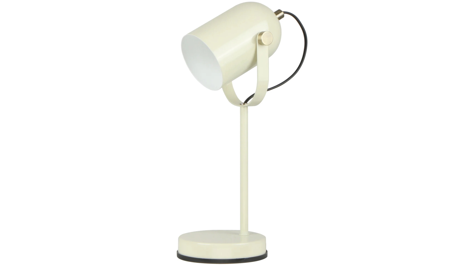 Tazza Glossy Cream Ellipse Shade Table Lamp with Antique Brass Highlight