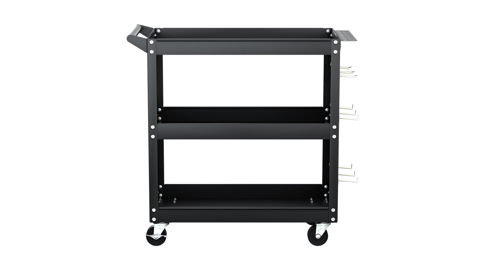 Giantz 3-Tier Workshop Garage Pegboard Hook Tool Storage Trolley - Black