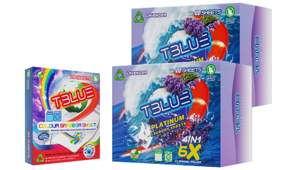 TBLUE Lavender 100 Loads Laundry Sheets Twin Pack + Colour Grabber Bundle
