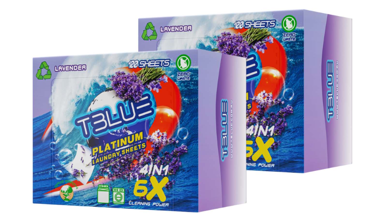 TBLUE 100 Load Laundry Detergent Sheet Twin Pack - Lavender