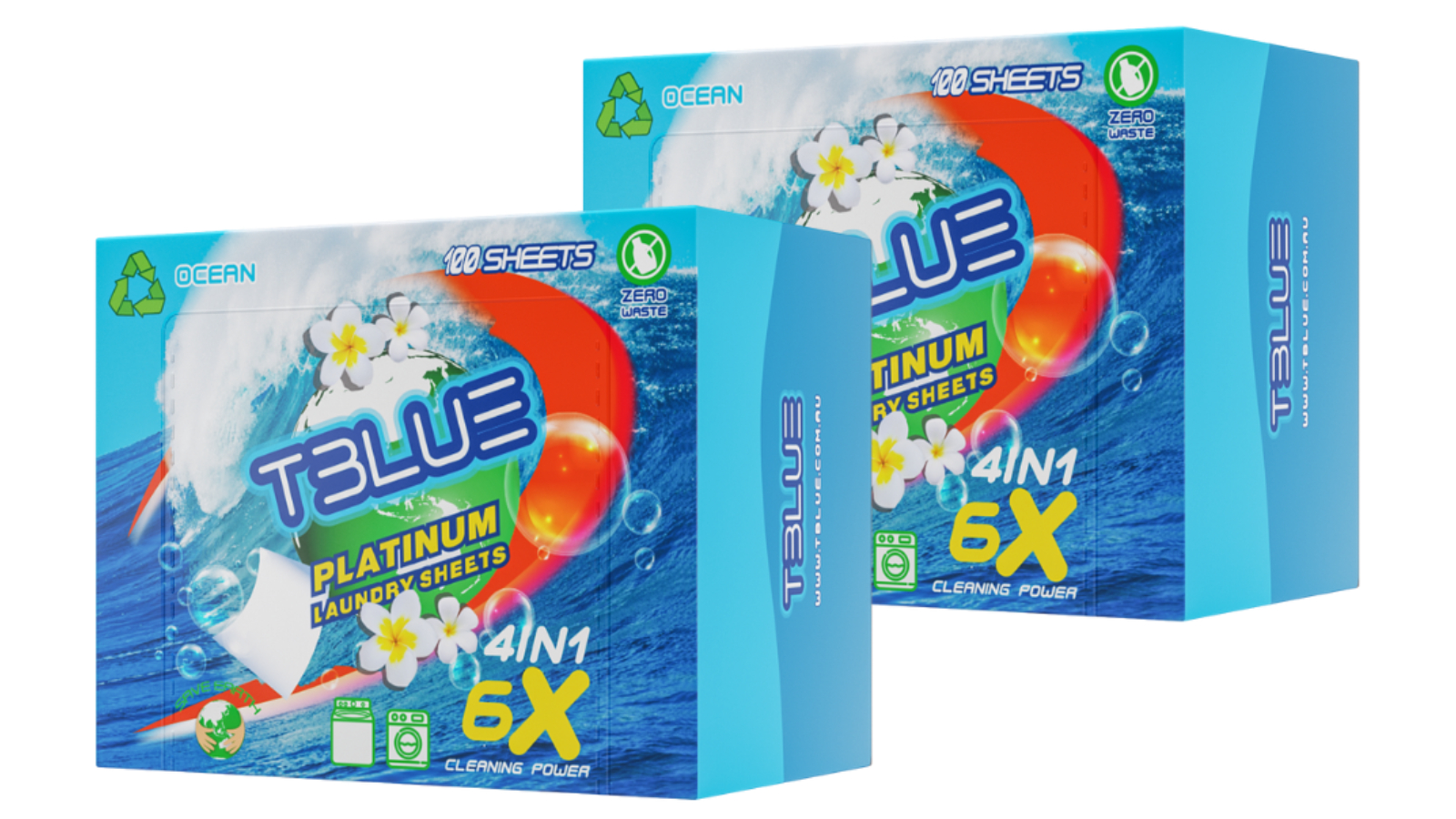 TBLUE 100 Load Laundry Detergent Sheet Twin Pack - Ocean