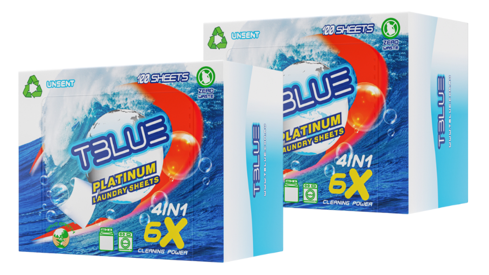 TBLUE 100 Load Laundry Detergent Sheet Twin Pack - Unscent