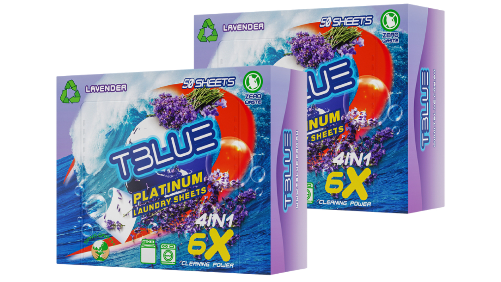 TBLUE 50 Load Laundry Detergent Sheet Twin Pack - Lavender
