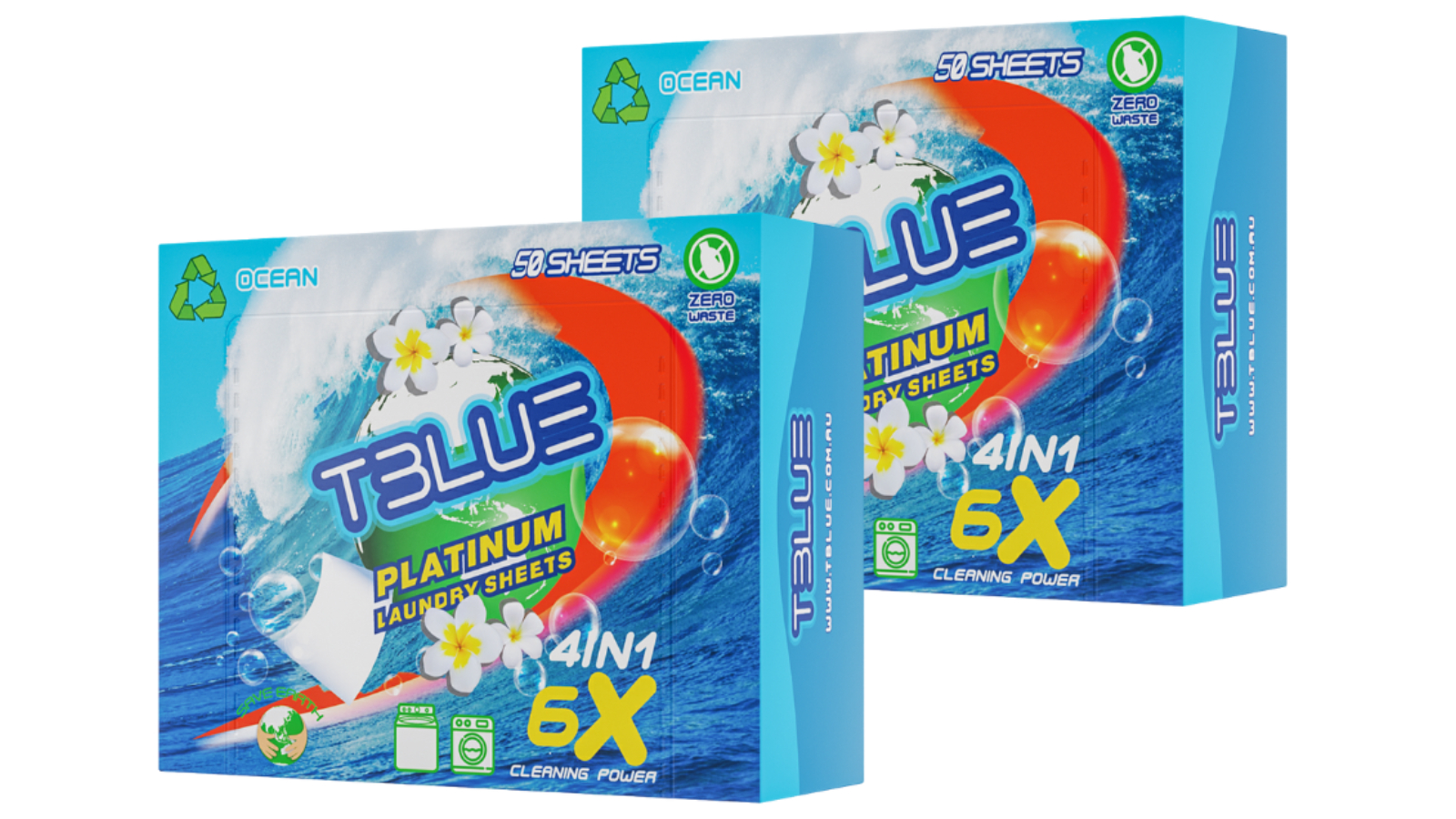 TBLUE 50 Load Laundry Detergent Sheet Twin Pack - Ocean