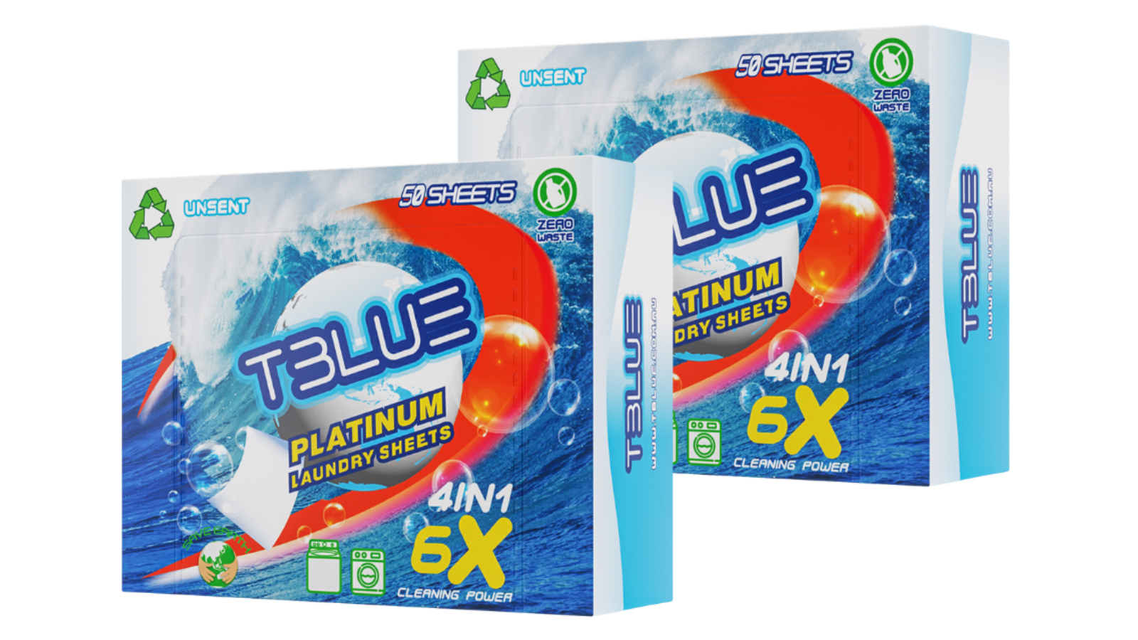 TBLUE 50 Load Laundry Detergent Sheet Twin Pack - Unscent