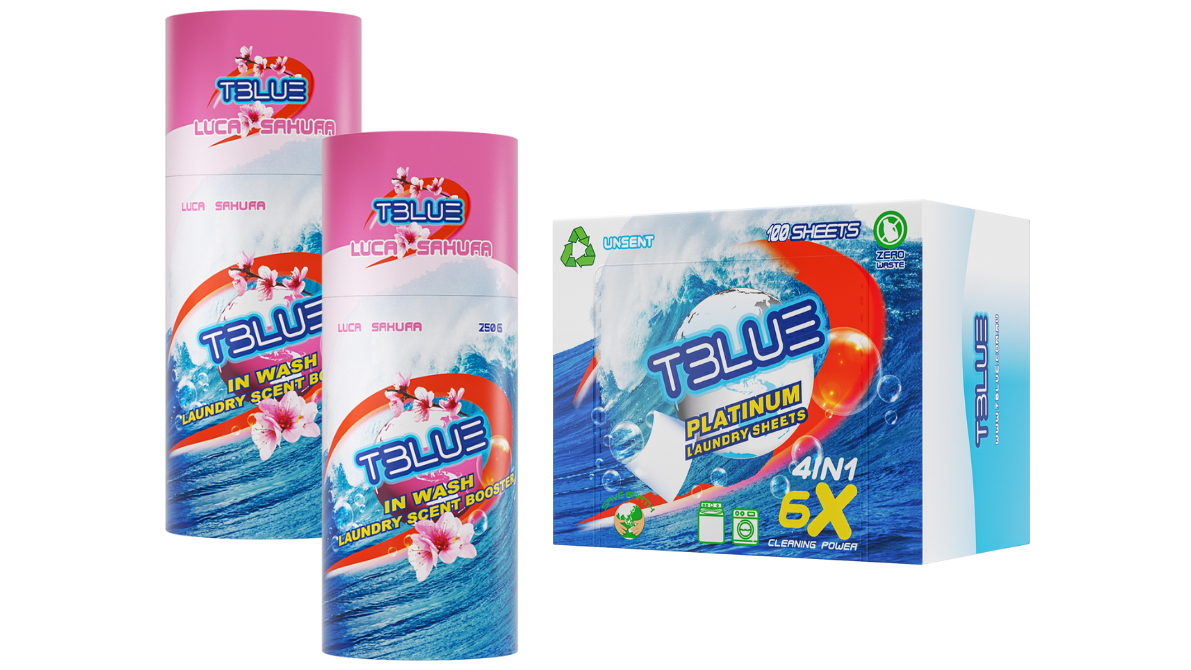 TBLUE Luca Sakura 250g In-Wash Scent Booster Twin Pack + Laundry 100 Sheets Bundle