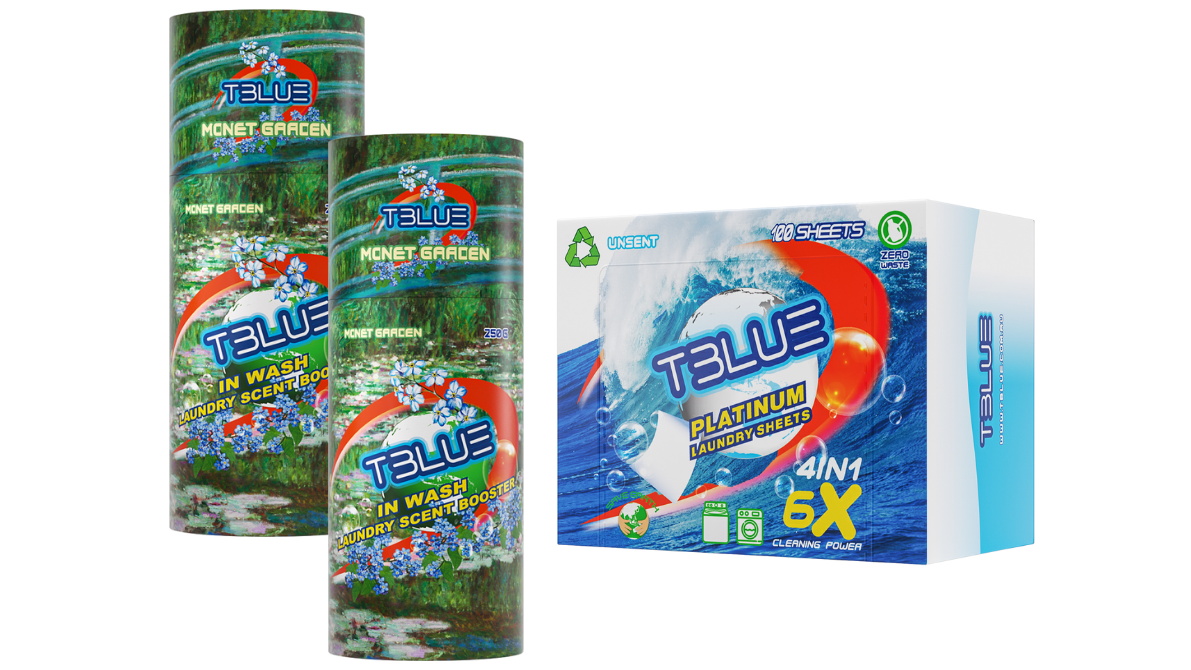 TBLUE Monet Garden 250g In-Wash Scent Booster Twin Pack + Laundry 100 Sheets Bundle