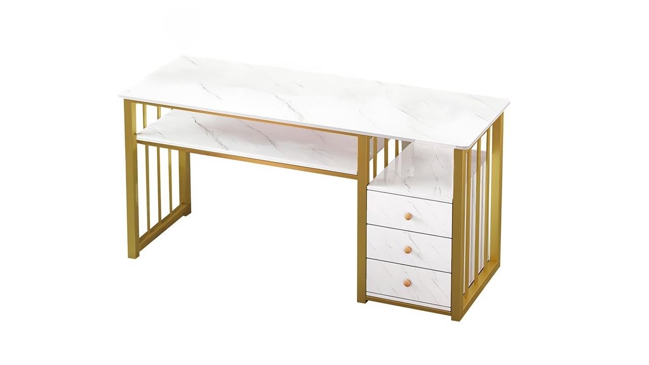 Lauft Salon Spa Nail Art Desk with 3-Drawer Shelf
