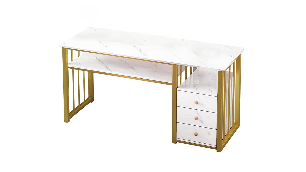 Lauft Salon Spa Manicure Table with 3-Drawer Storage Shelf