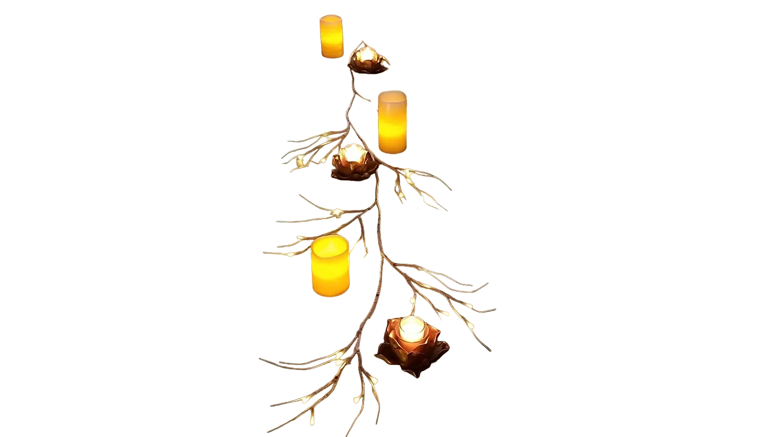 TM 6ft Birch Wreath Garland with 48 LED Lights