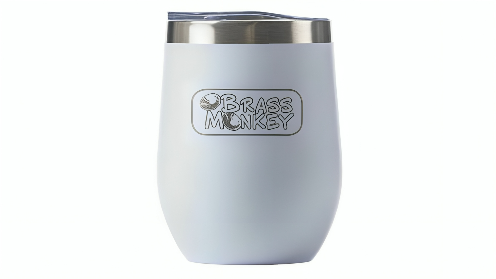 Latest Buys Brass Monkey 350ml Stainless Steel Cup with Lid - White