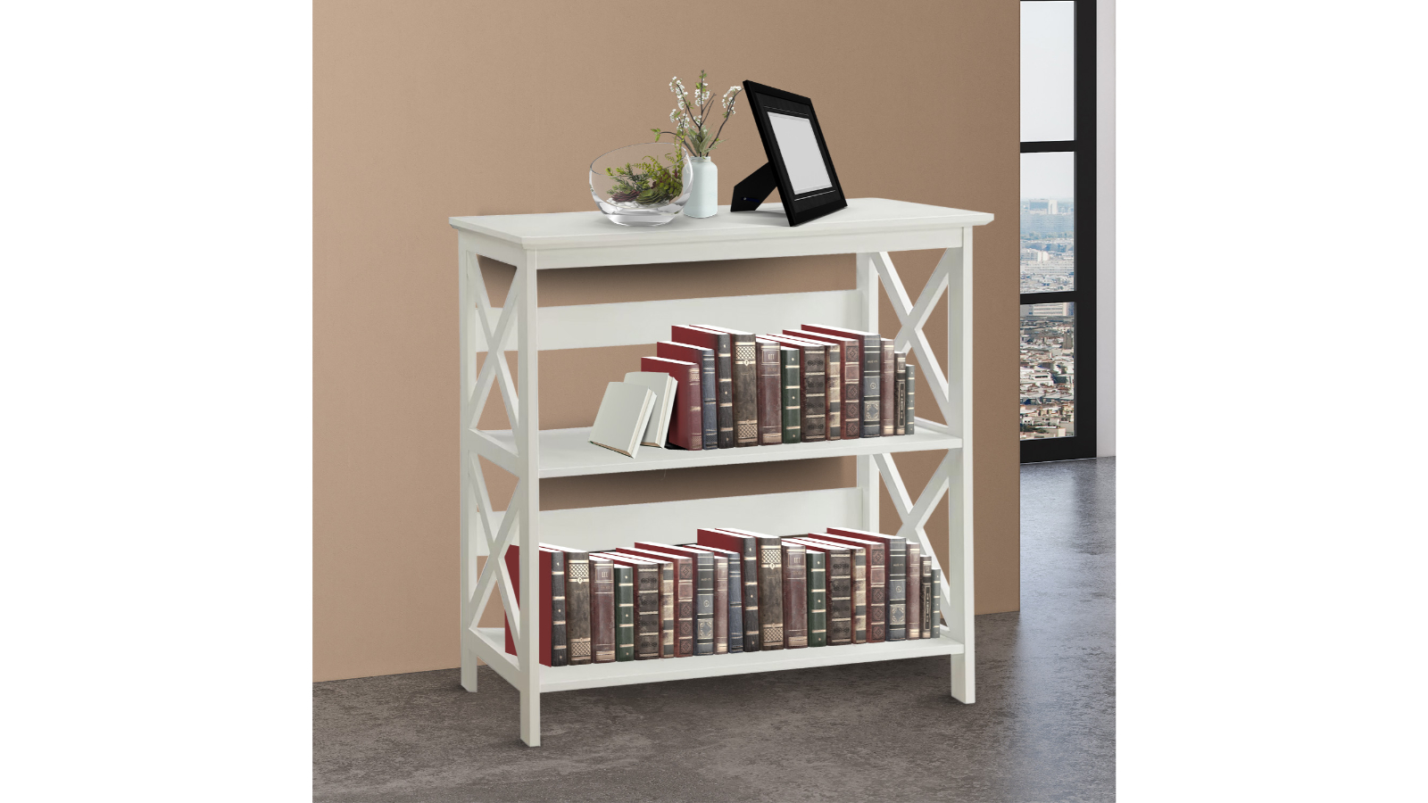 Sarantino 3Tier Lucas Bookshelf White Harvey Norman