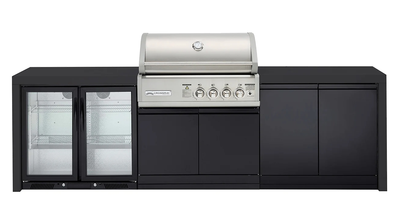 Crossray Premium Black 4-Burner Outdoor Kitchen - Package 17