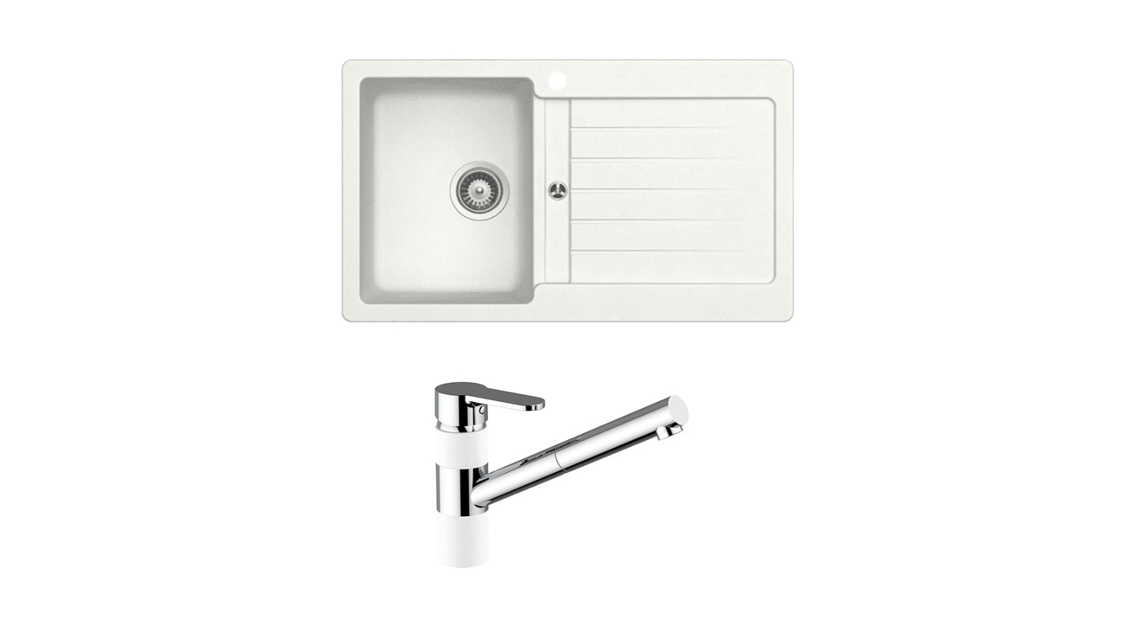 Schock TD100 Typos Single Bowl with Left-Hand Drainer Pull-Out Mixer - Alpina