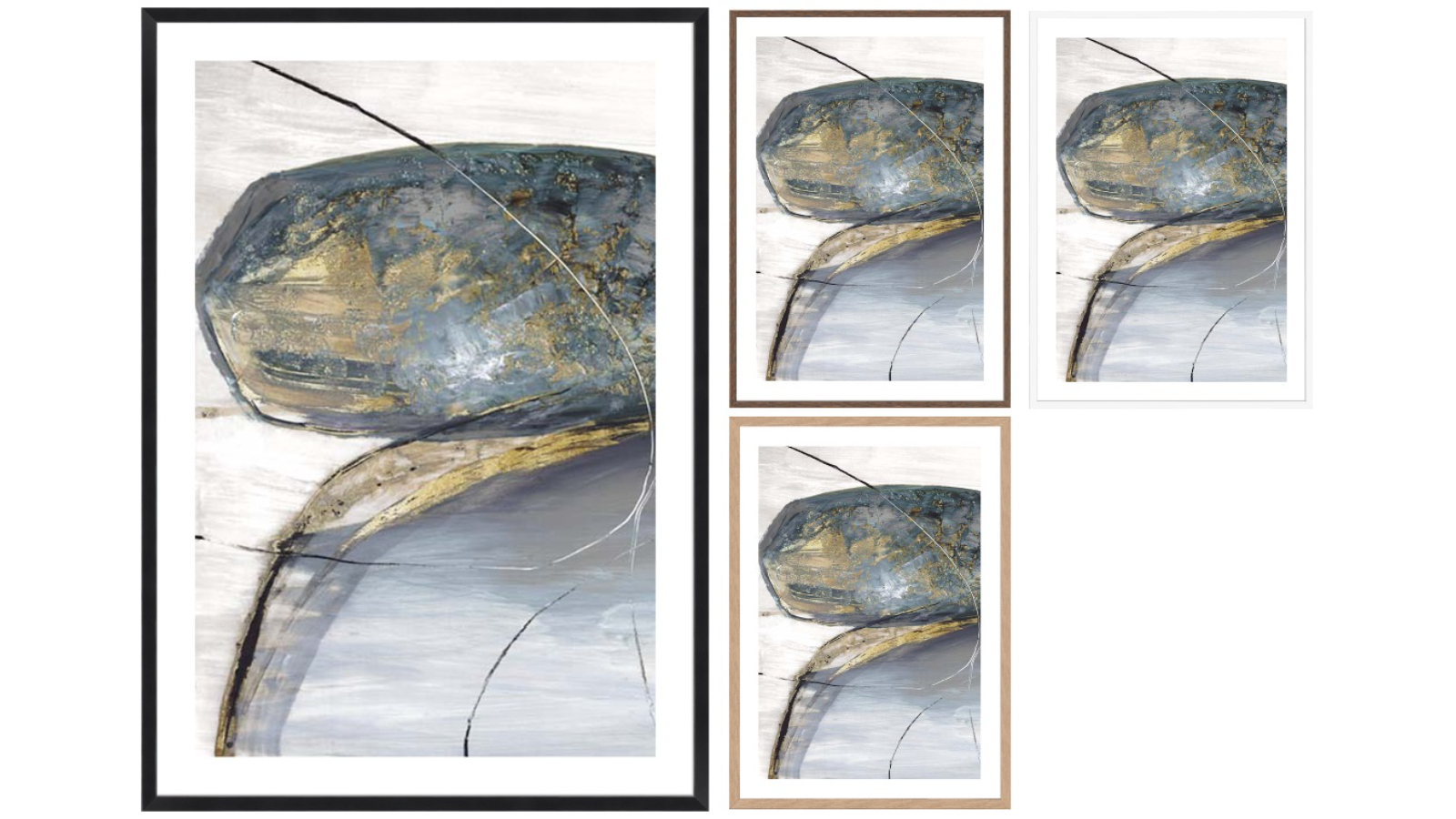 La Grolla Teal Stones I Frame Wall Art