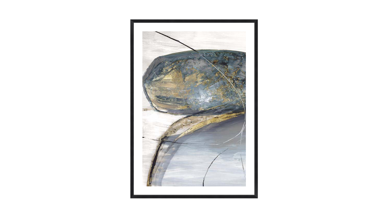La Grolla Teal Stones I Black Frame Wall Art - 74 x 54cm