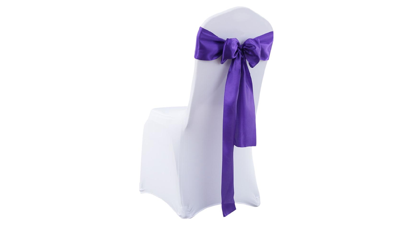 20x Satin Chair Covers - Bow Only - Purple