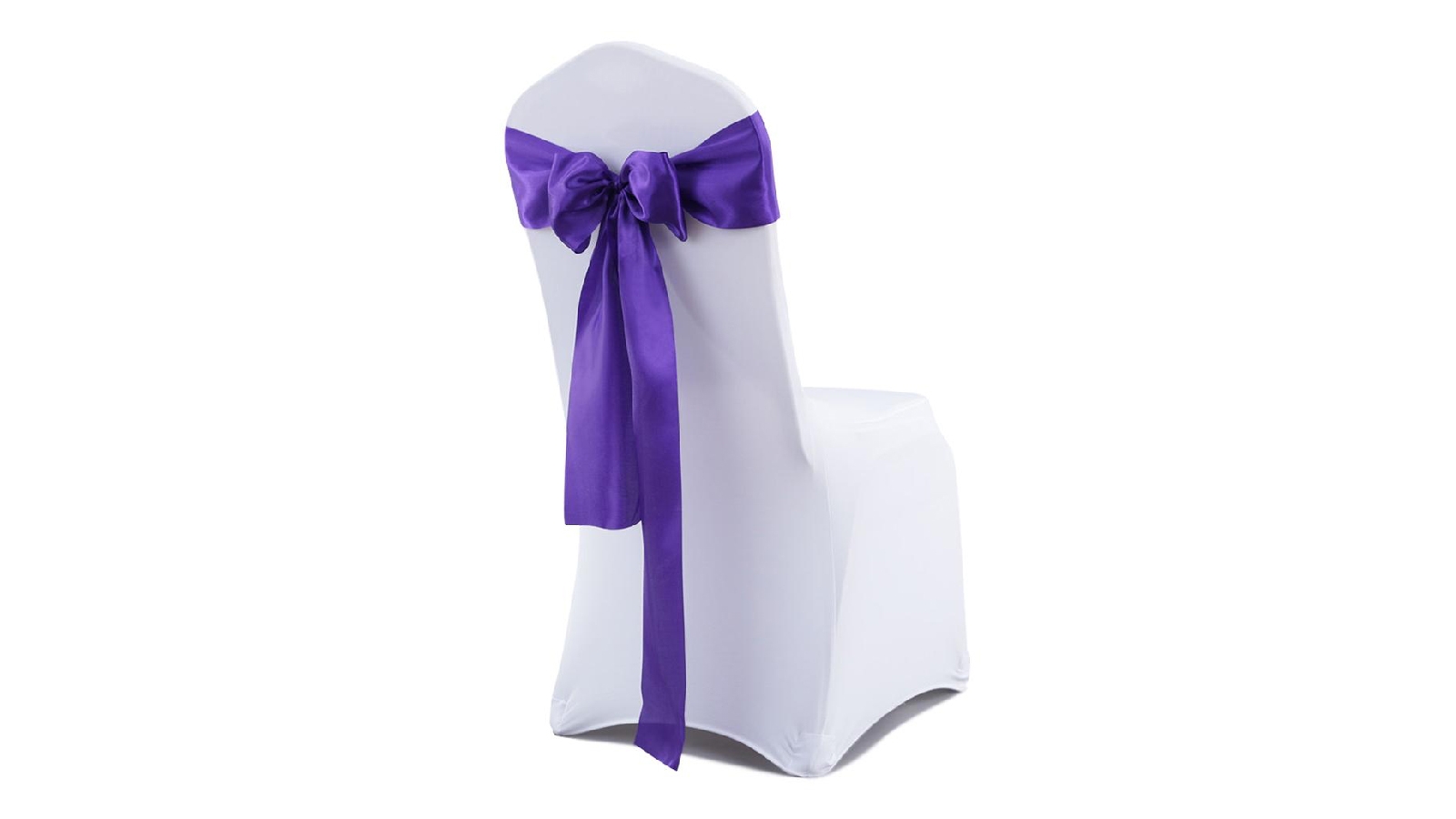 Satin Chair Covers 50x - Bow Only - Purple