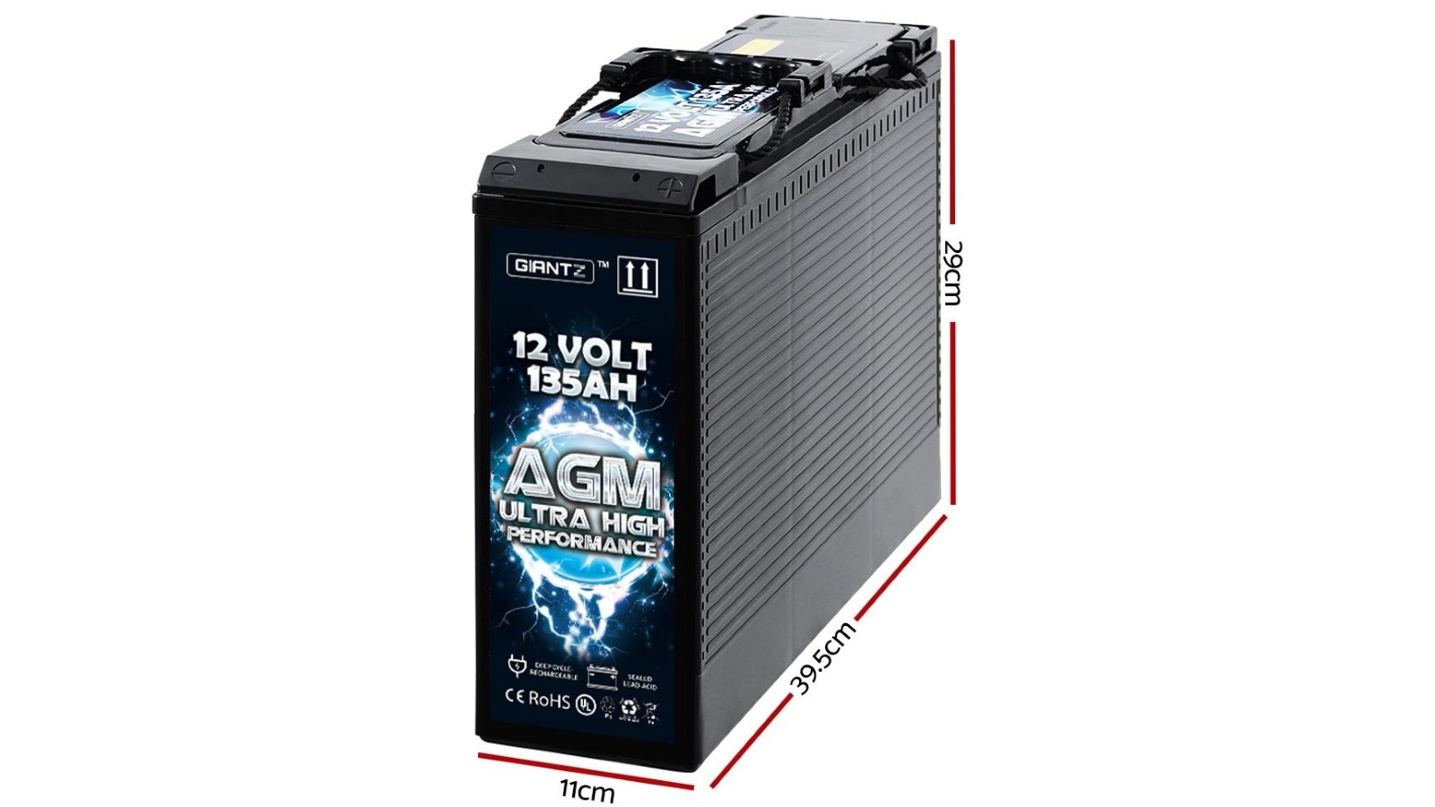 Giantz AGM Deep Cycle Battery 12V 135AH