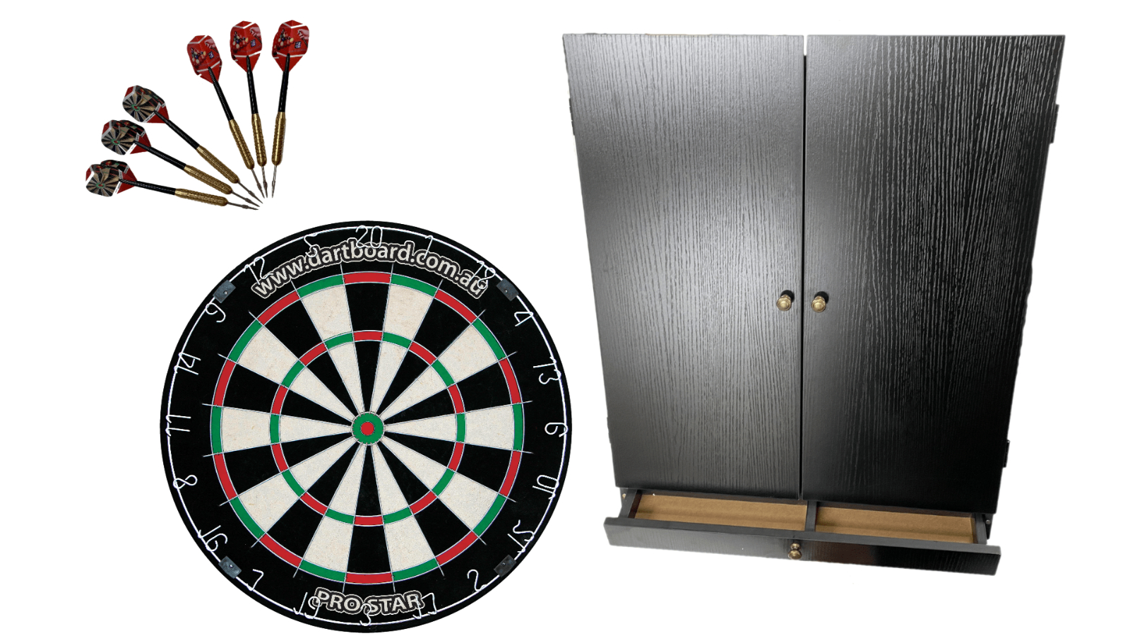 NPC Amusements Pool Room Supplies Pro Star Genuine Bristle Dart Board with Cabinet - Black