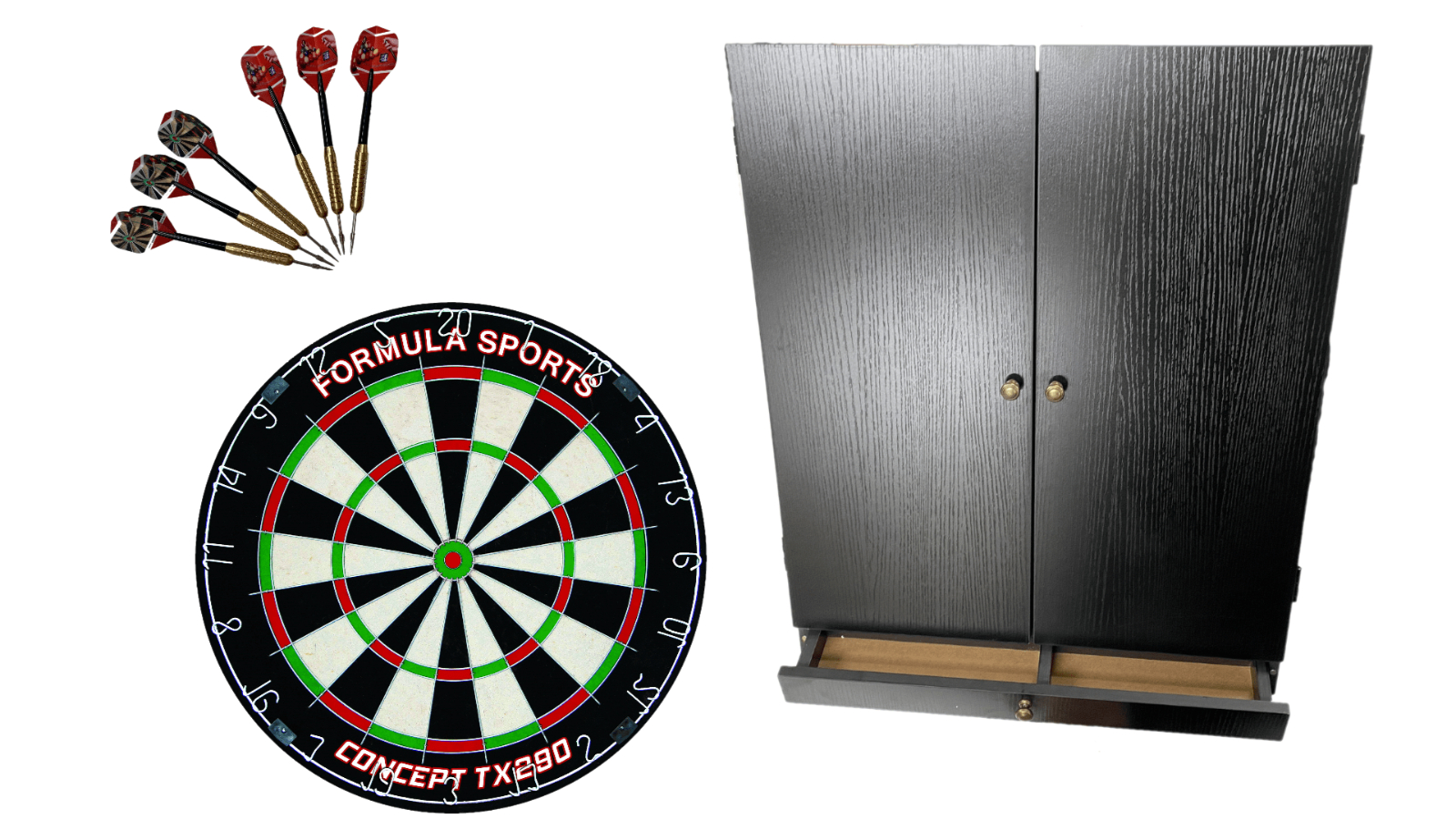 NPC Amusements Pool Room Supplies TX290 Genuine Bristle Dart Board with Cabinet - Black