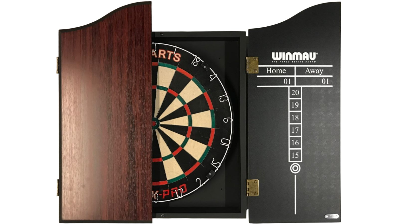 Tex Pro Winmau Rosewood Cabinet + Darts Board Set
