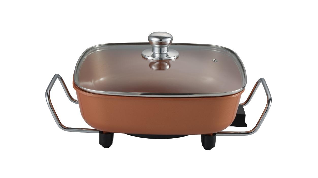 TODO 1500W Electric Frying Pan Skillet Golden Ceramic Coating Multi-Function Cooker