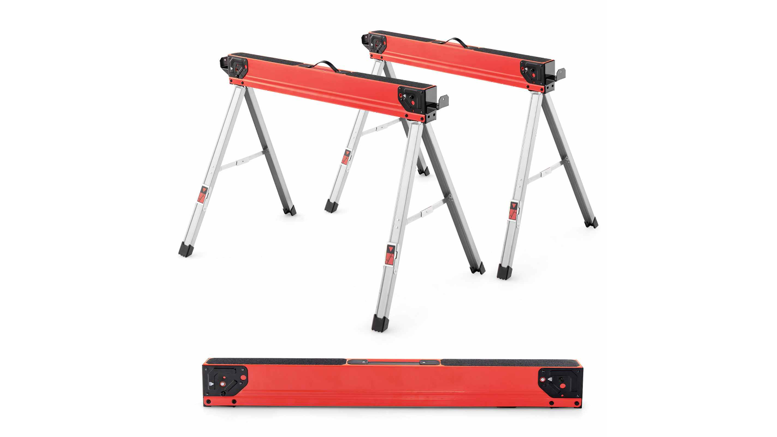 Costway Set of 2 Non-Slip Portable Sawhorses with Flip-Down Pegs Stand