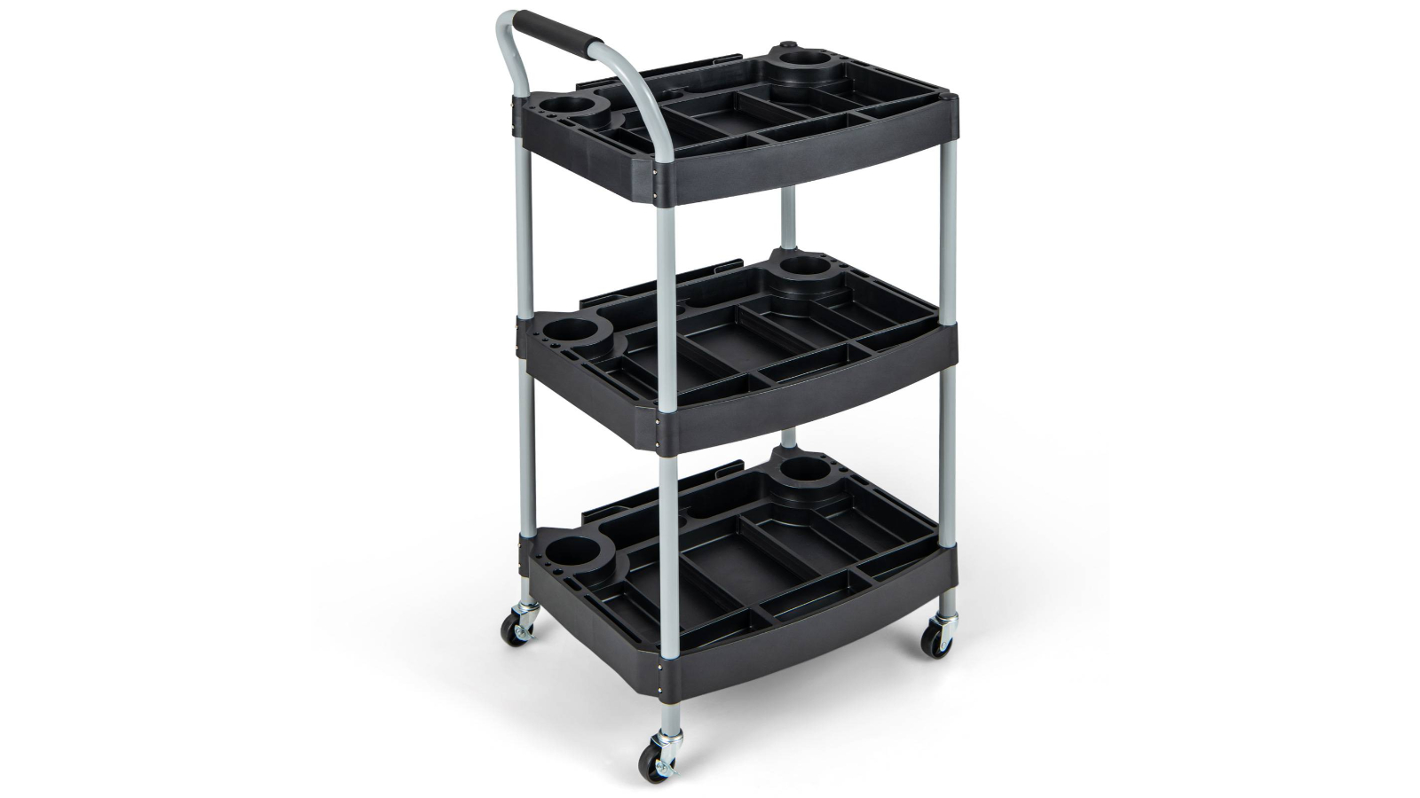Costway 3‑Tier Rolling Tool Cart Heavy‑Duty Organizer - Black
