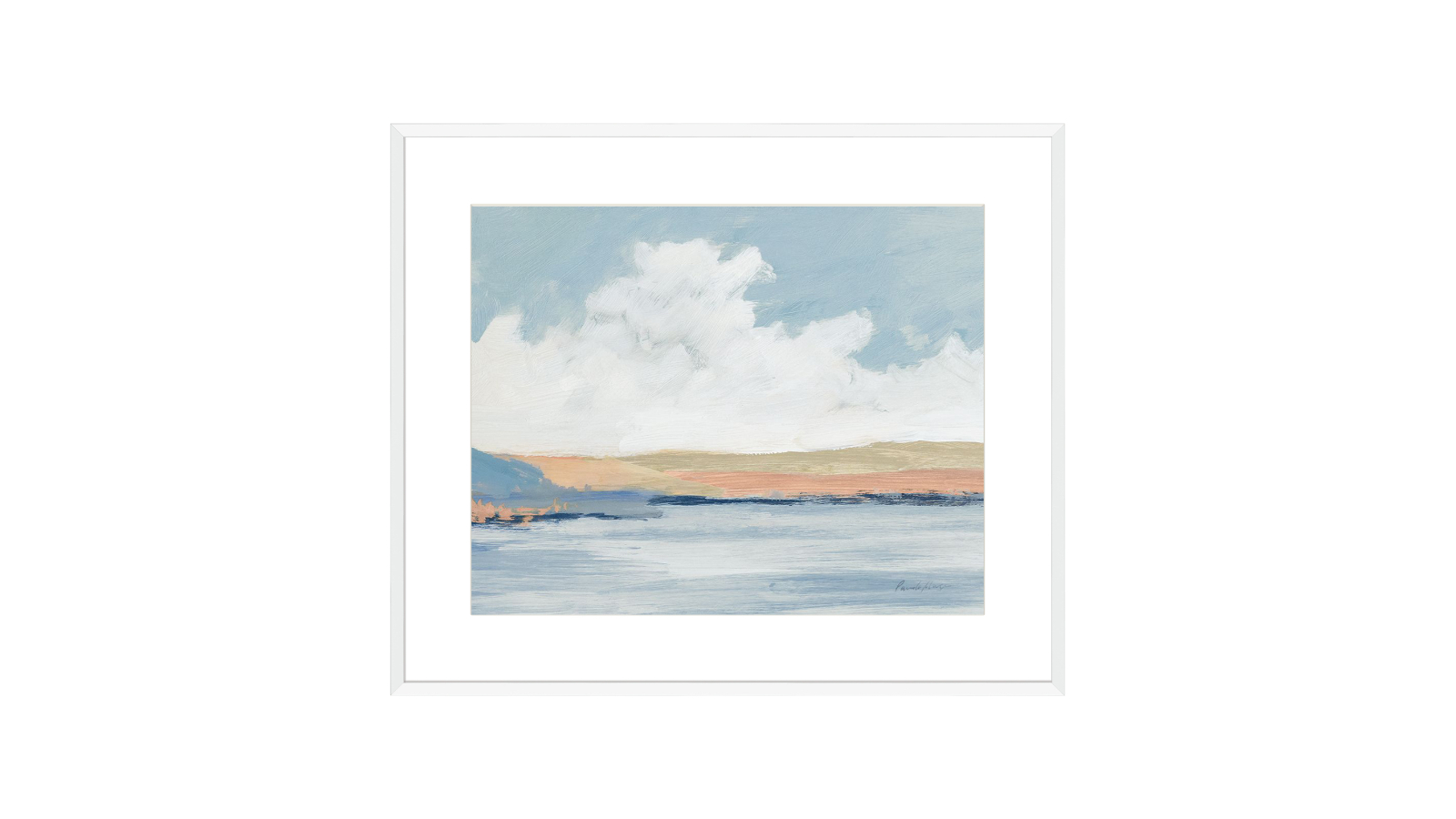 La Grolla The Pastel River White Frame Wall Art - 94 x 79cm