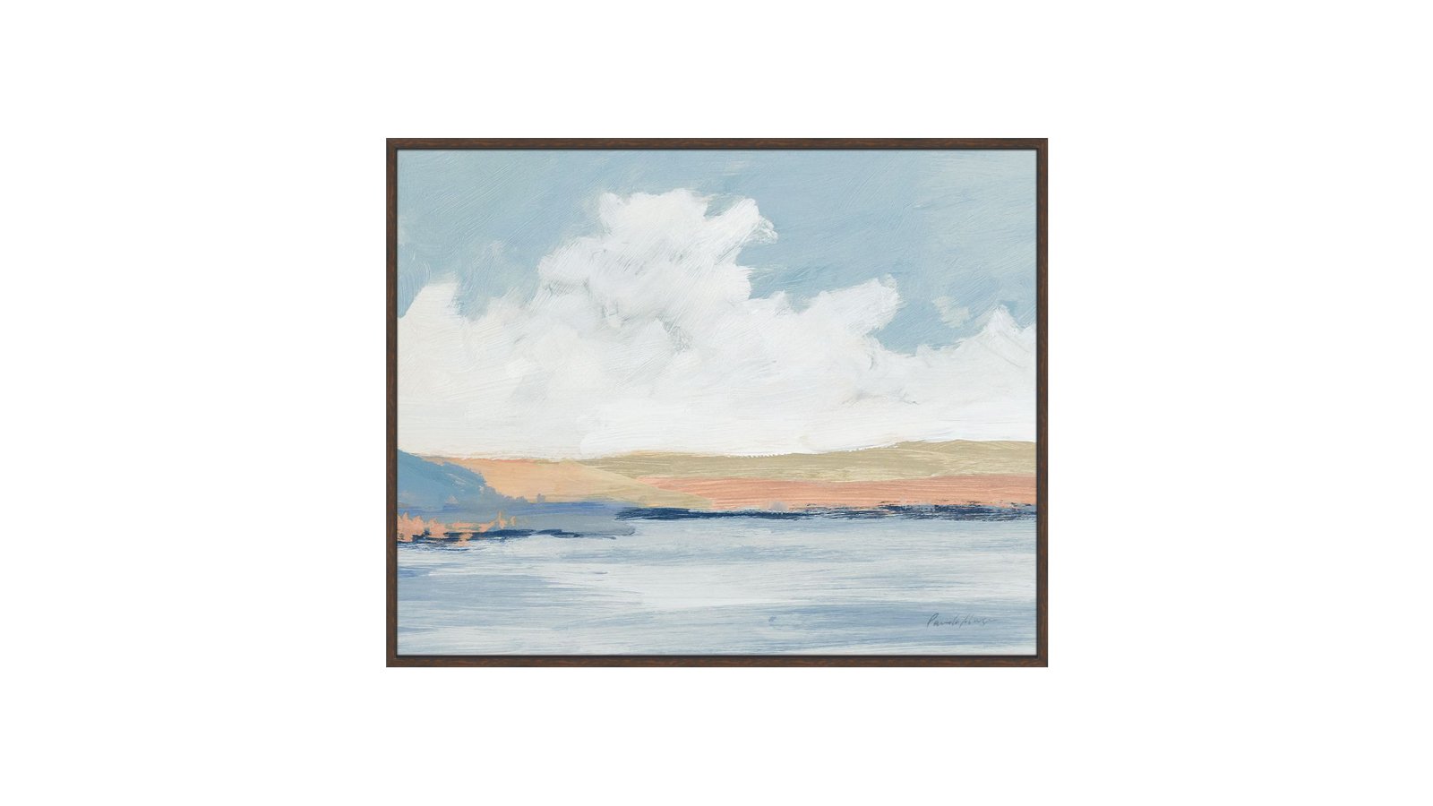 La Grolla The Pastel River Walnut Gallery Wall Art - 103 x 83cm