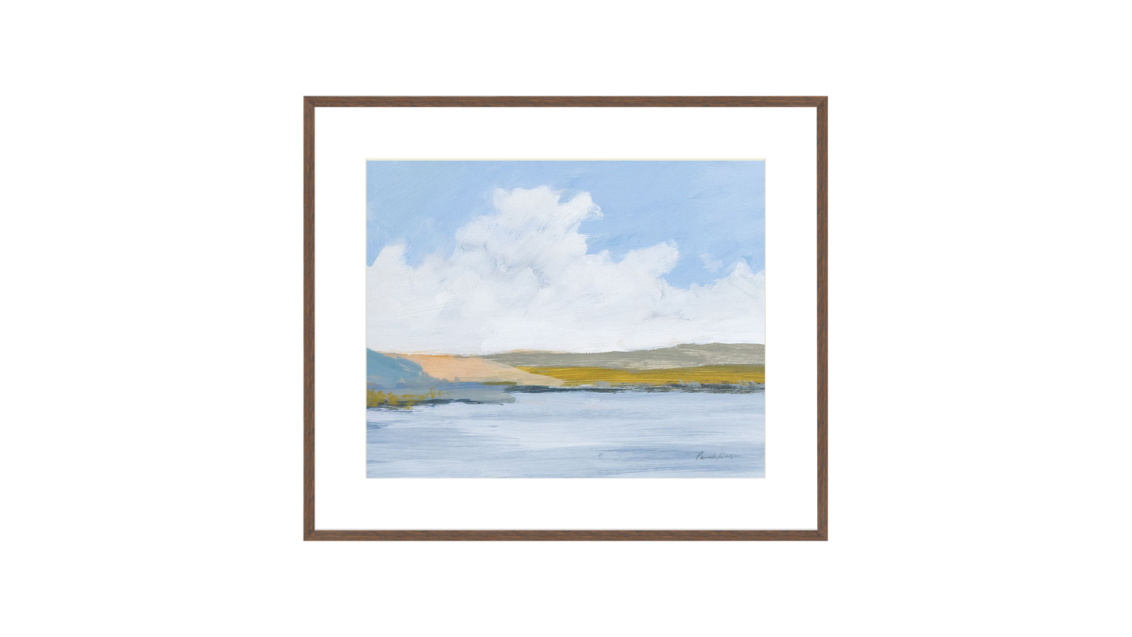 La Grolla The River Walnut Frame Wall Art - 74 x 64cm