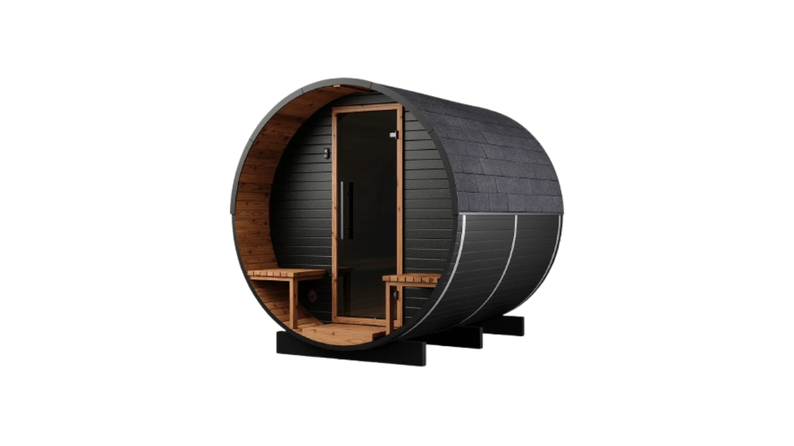 Auroom Luma Cosy 225 Thermo Barrel Sauna with Terrace - Black