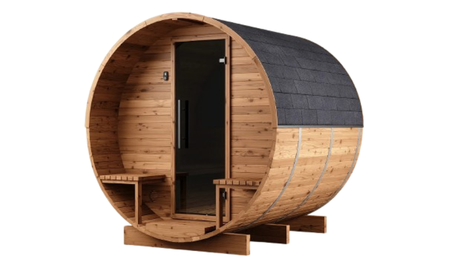 Auroom Luma Cosy 225 Thermo Barrel Sauna with Terrace - Natural