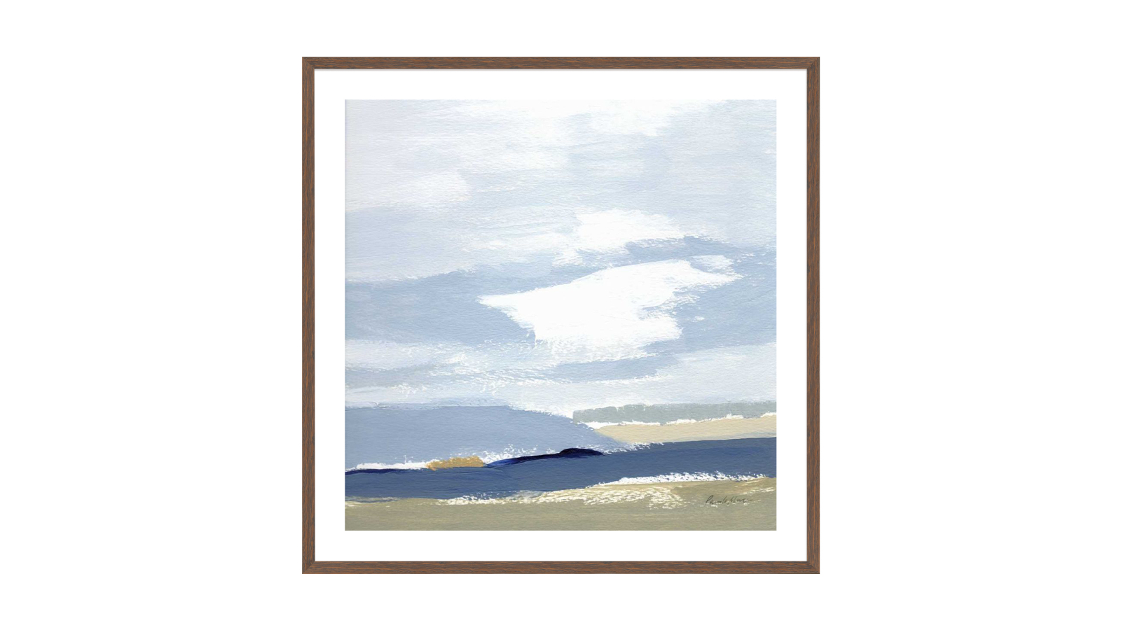 La Grolla This Land I Walnut Frame Wall Art - 54 x 54cm