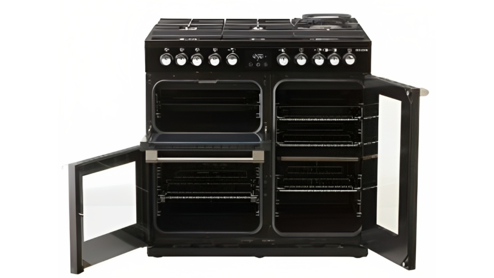 Belling 900mm CookCentre Deluxe Dual Fuel Glass Range Cooker Black
