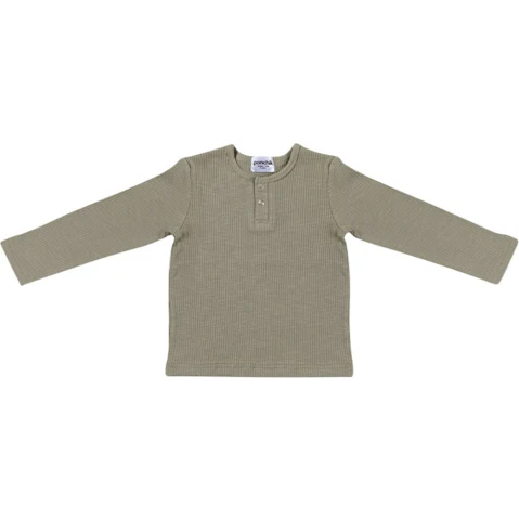 Ponchik Thyme Cotton Rib Henley T-Shirt - 0-3 months