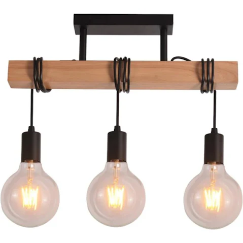 Luminea Tibery 3 Lights Modern Elegant Ceiling Light - Black/Natural