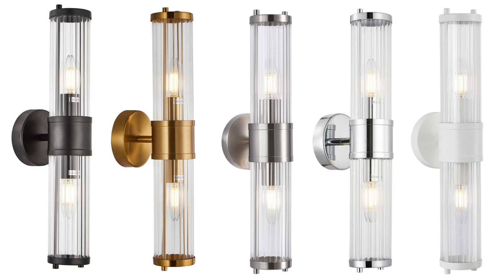 Tiempo Interior Wall Light Up/Down Clear Glass with Highlight and Base