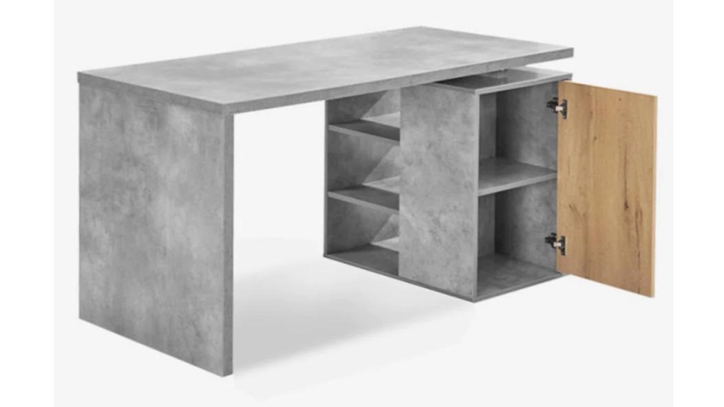 Design Square 140cm Wooden Office Desk with Storage - Grey