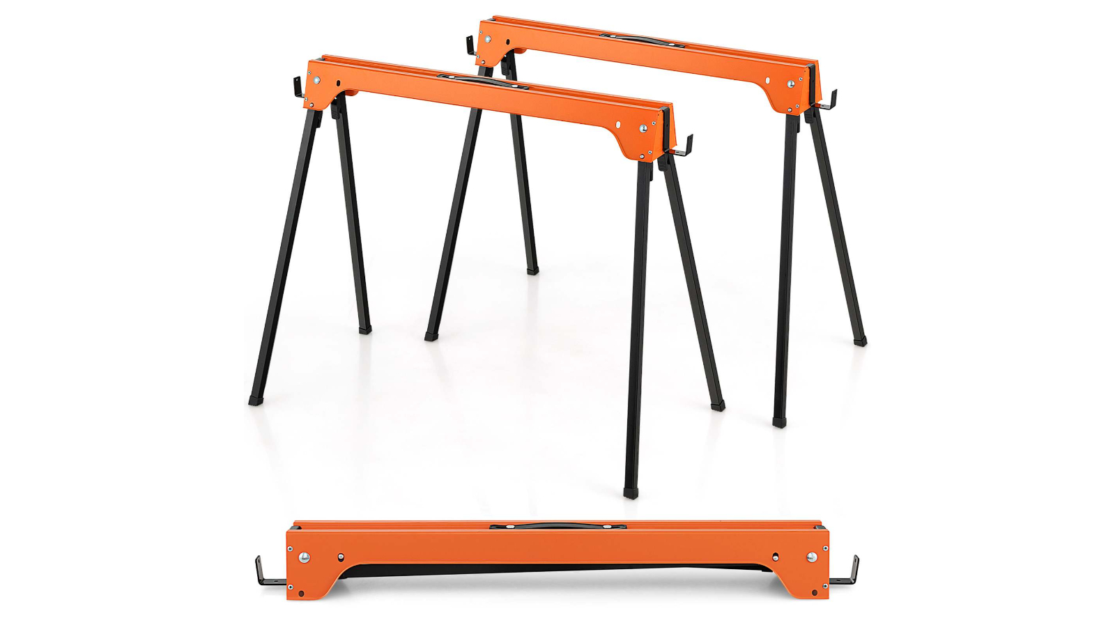 Costway Pack of 2 Portable Metal Trestle Stand 