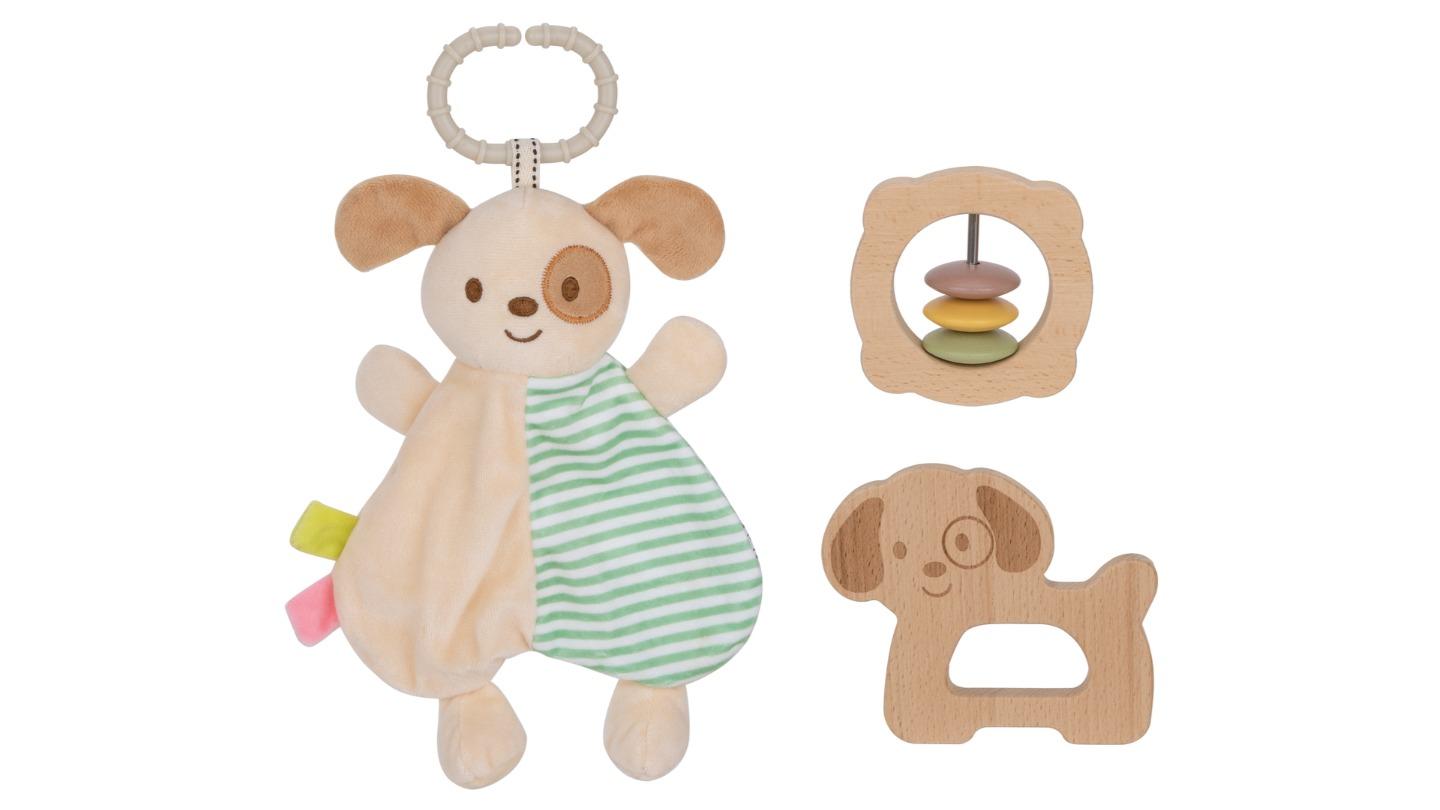 Tooky Toy Baby Comforter Rattle Gift Set - Puppy Dog