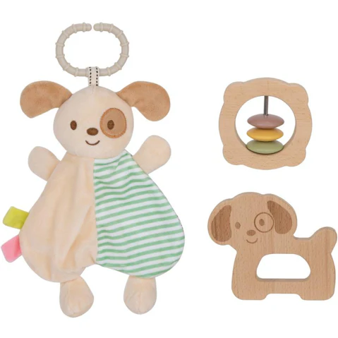 Tooky Toy Baby Comforter Rattle Gift Set - Puppy Dog