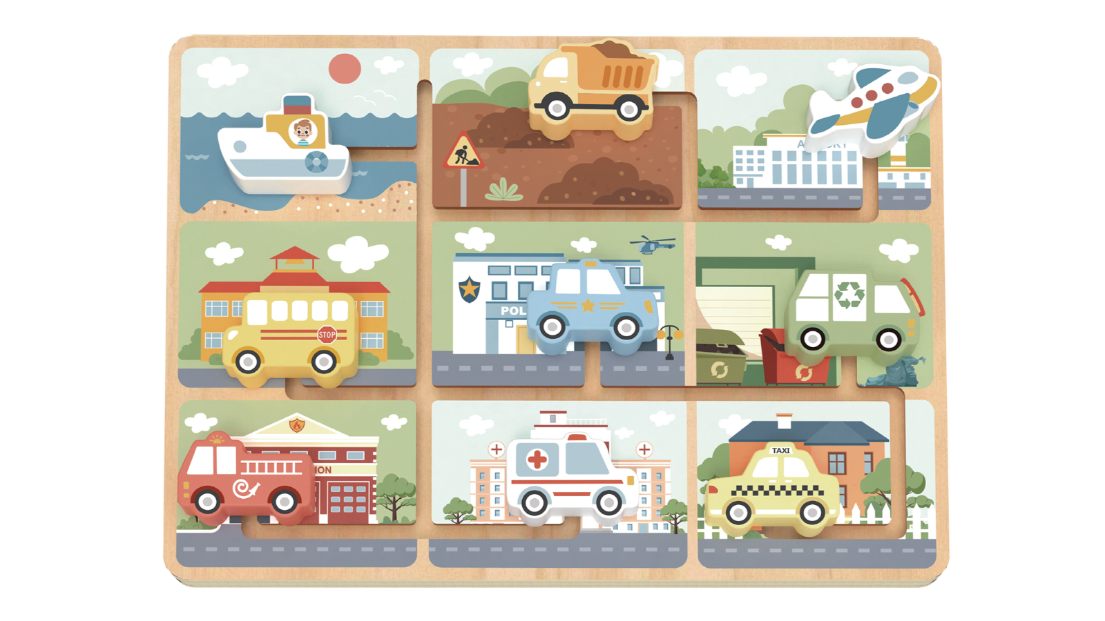 Tooky Toy Traffic Maze Puzzle Board
