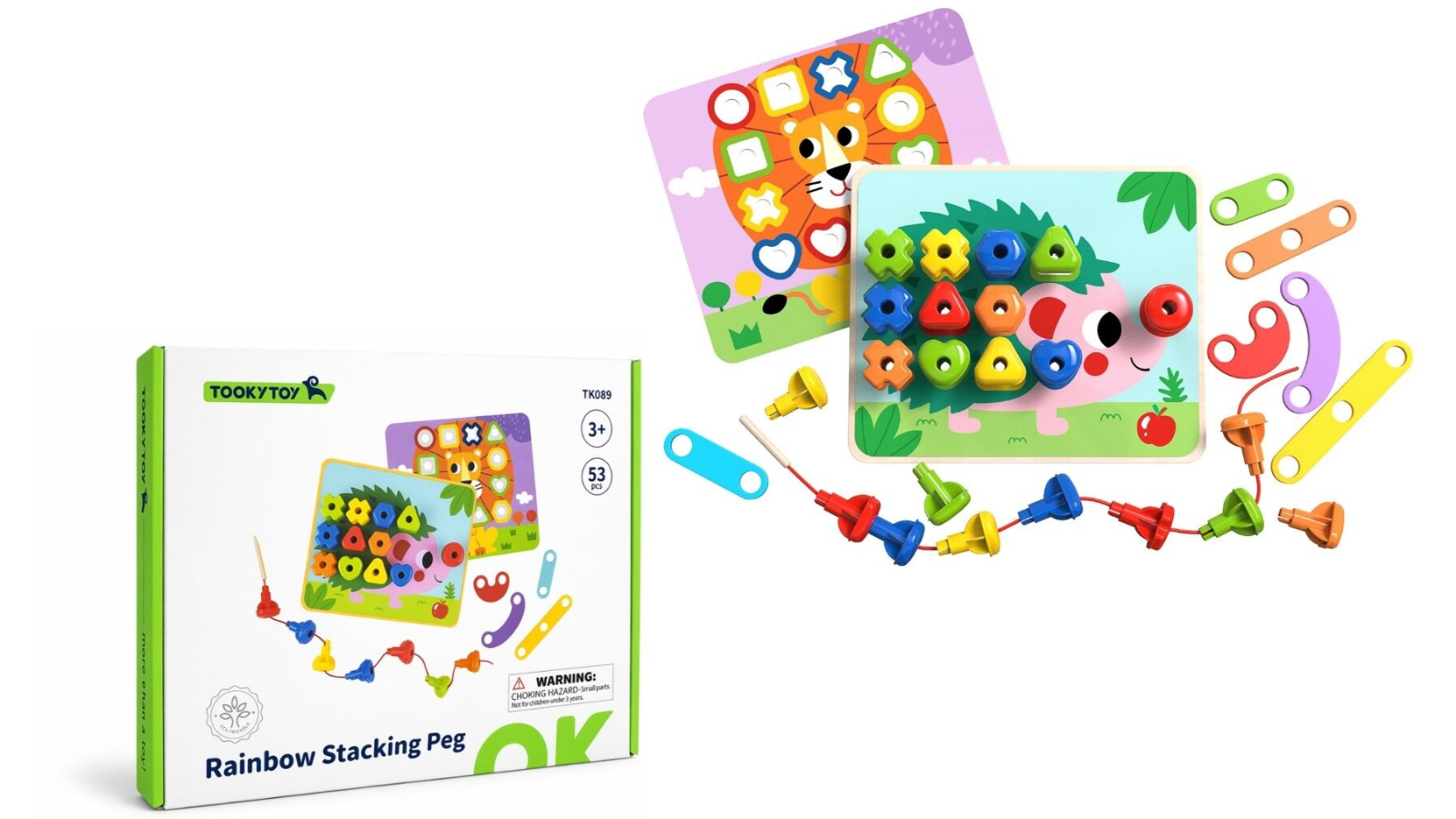 Tooky Toy TK089 Rainbow Stacking Pegs