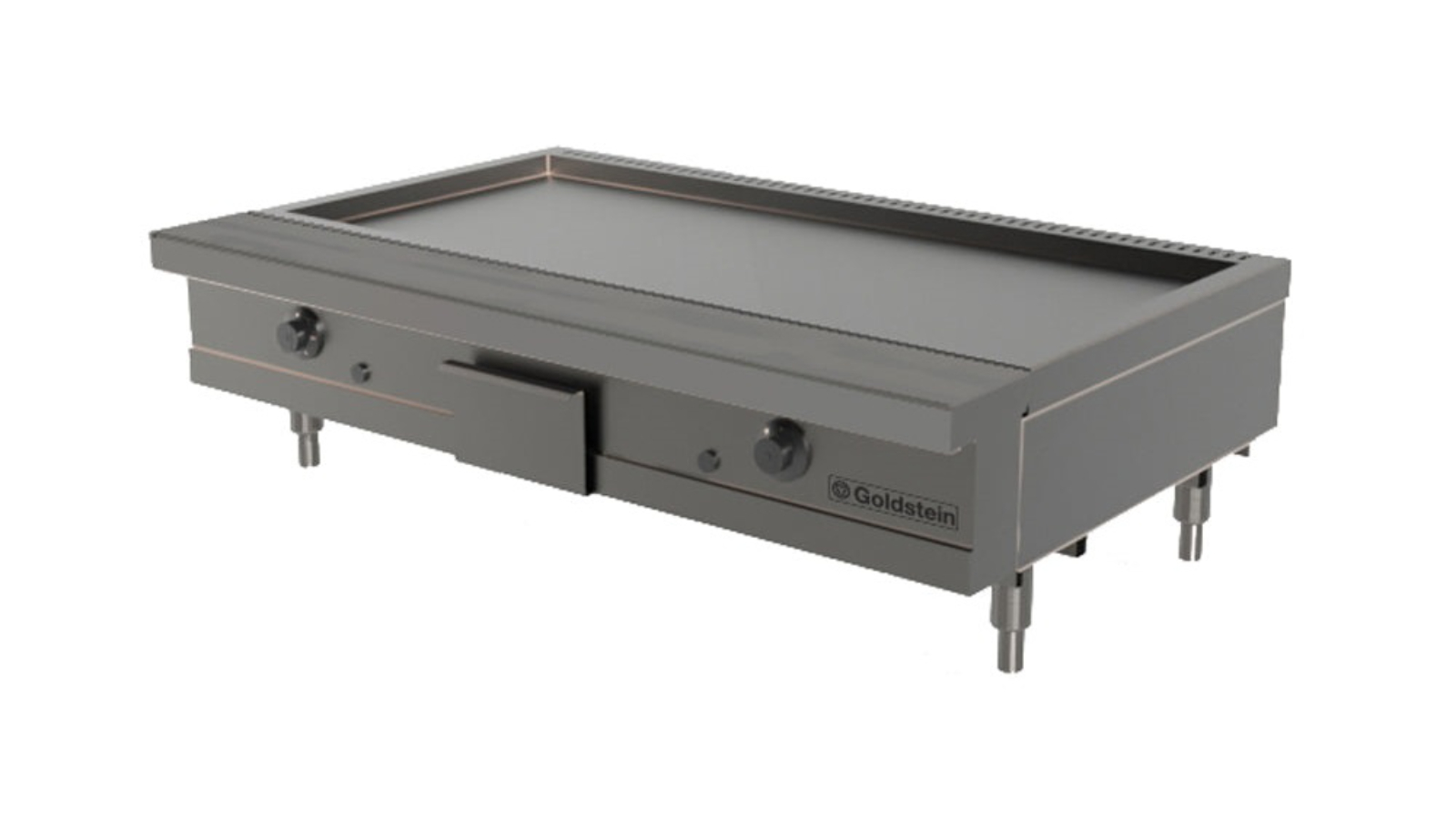 Goldstein TK45 2 Gas Heavy Cast Iron Ring Burner/Smooth Mild Steel Plate - 104.4 x 42 x 2cm