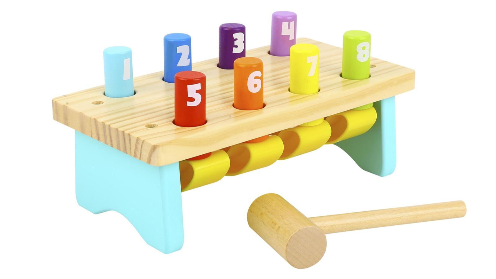 Tooky Toy Wooden Knock Bench with 8 Pins