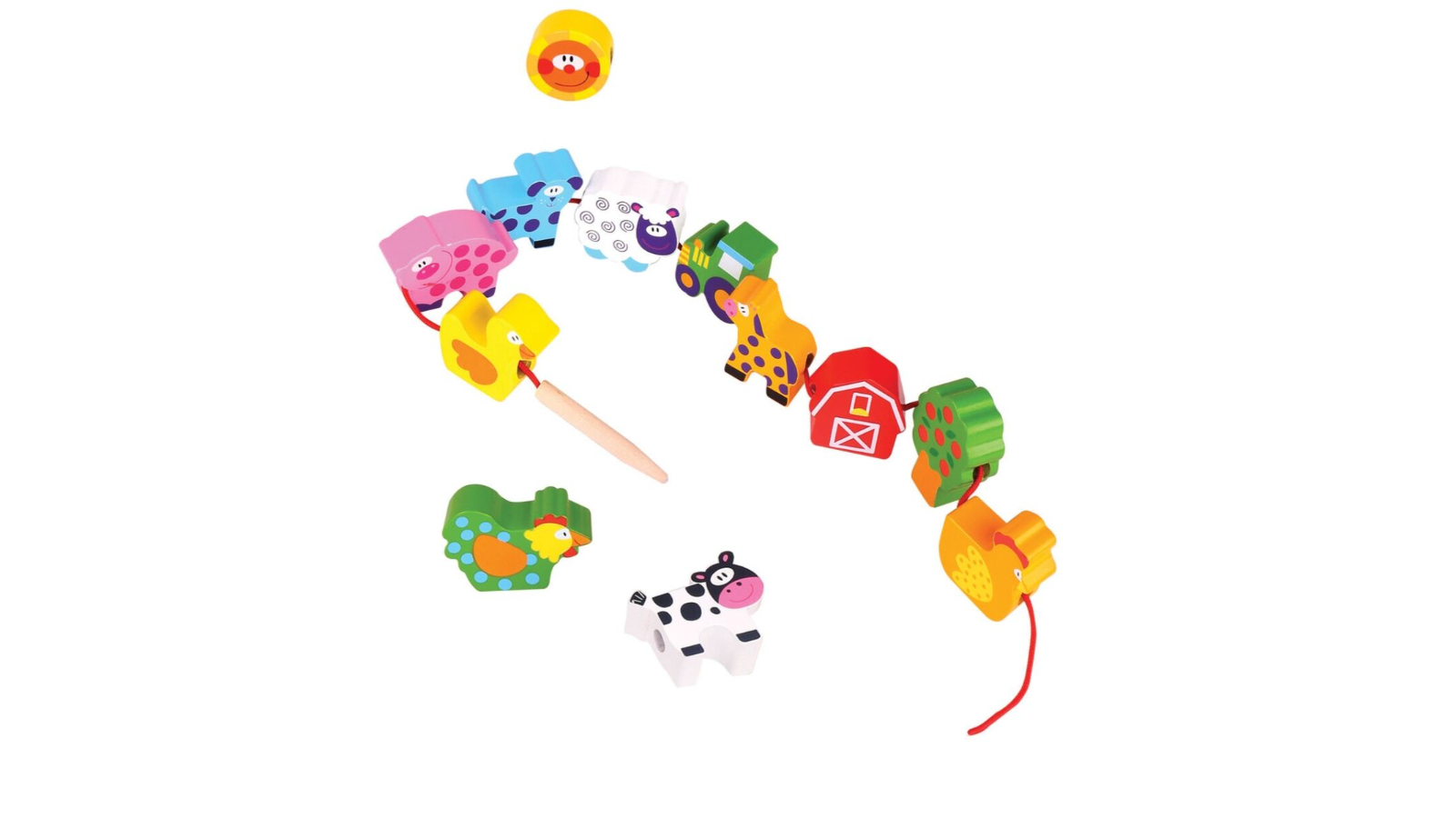 Tooky Toy TKB510-B Farm Animals Lacing Blocks 