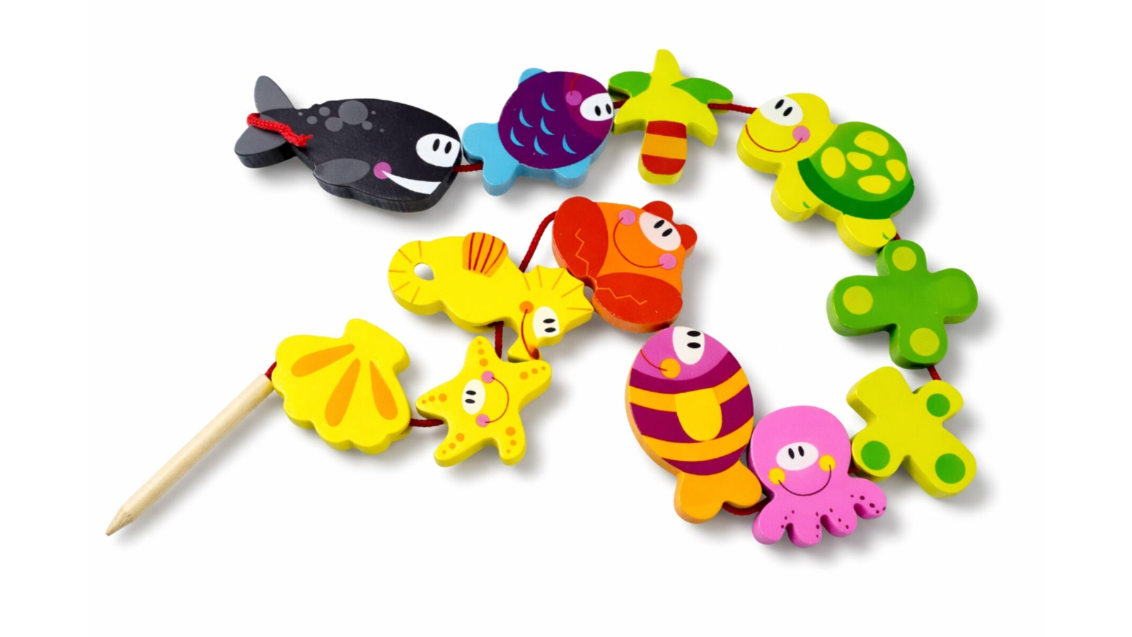 Tooky Toy TKB511-B Marine Animals Lacing Blocks 