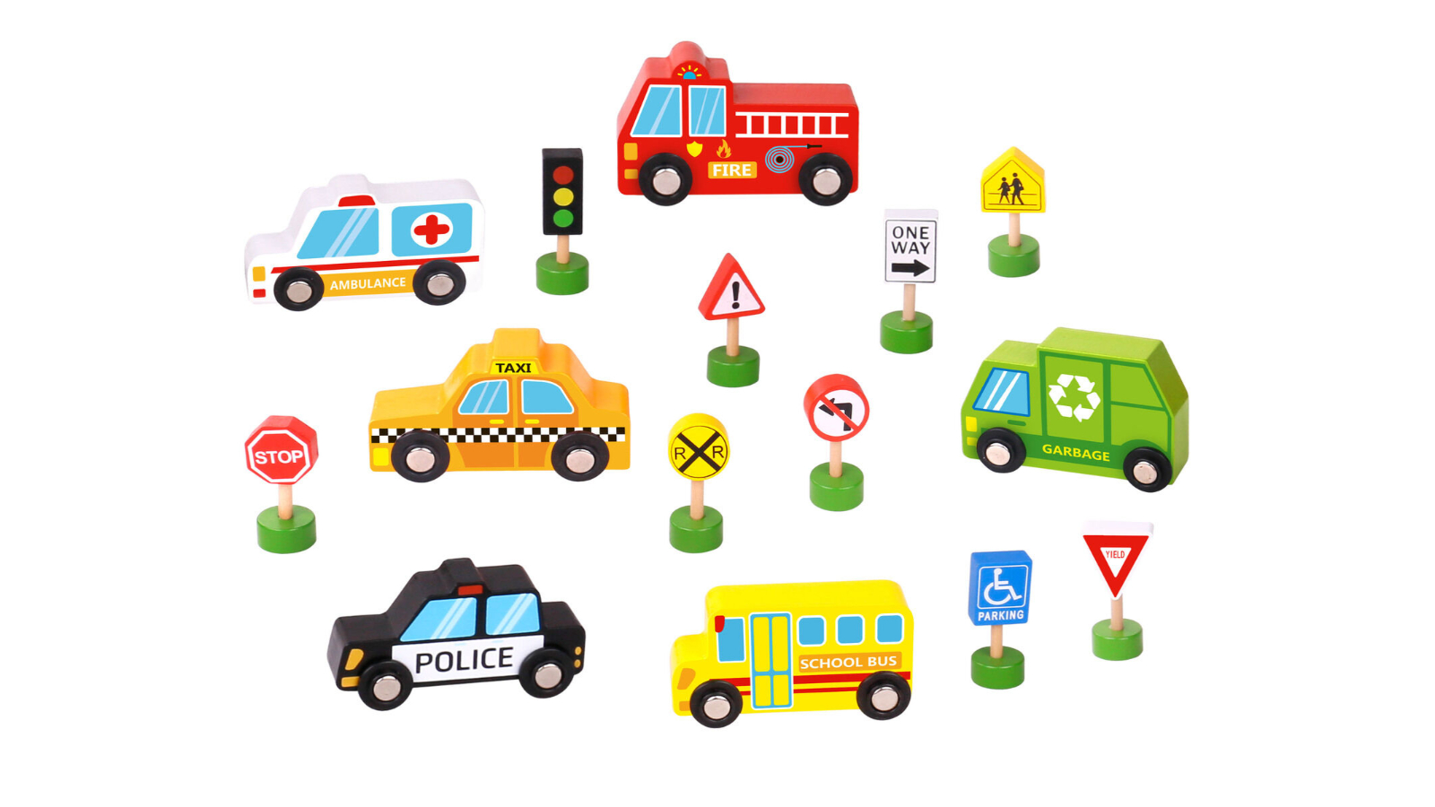 Tooky Toy TKF050  Transportation Vehicles and Street Sign